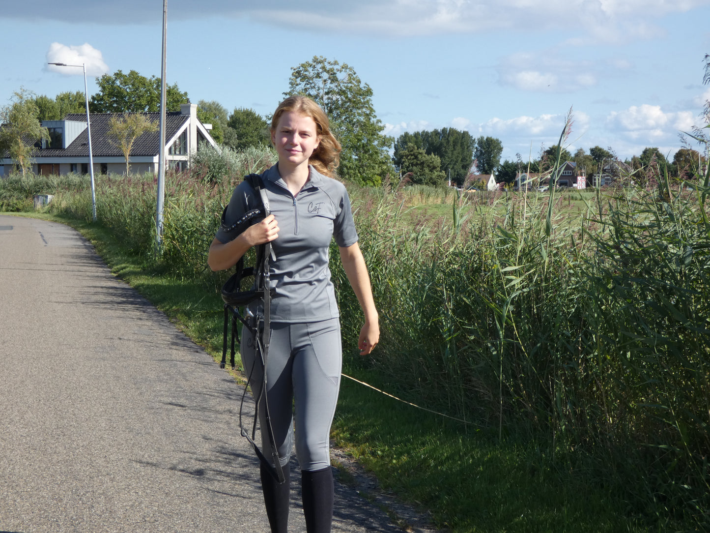 Vivaldi Shortsleeve Grijs — Rijshirt met korte mouw